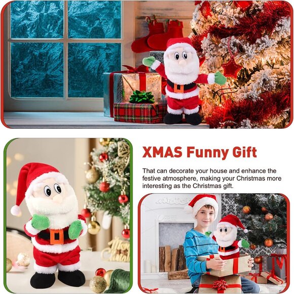 Gfilay 12 Inch Dancing Santa Toy Walking Singing Stuffed Christmas Doll Gift - Picture 7 of 7